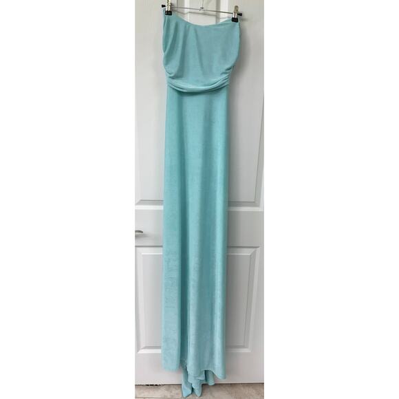 Lucy in the sky Corset Strapless Dress in Mint Blue Maxi formal prom medium - Picture 6 of 7